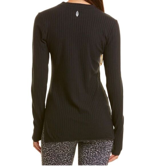 Free People Blissed Out Long Sleeve Top in Black - Picture 2 of 11